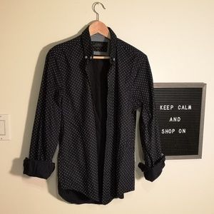 Blue and White Polka Dot Shirt